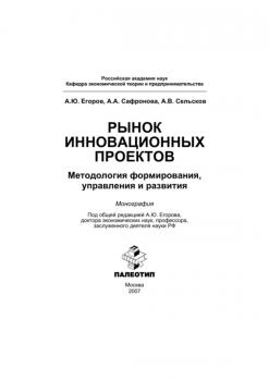 Читать Рынок инновационных проектов: методология формирования, управления и развития - А. Ю. Егоров